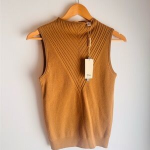 Elie Tahari Tan Sleeveless Top - 100% Merino Wool